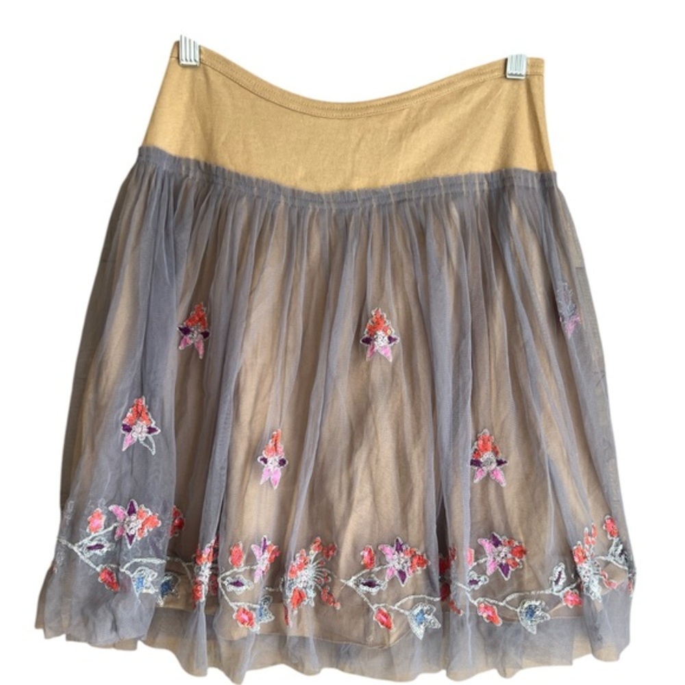 Chan Luu Tan and Gray Sequin Embellished Tulle Mini Skirt in size medium